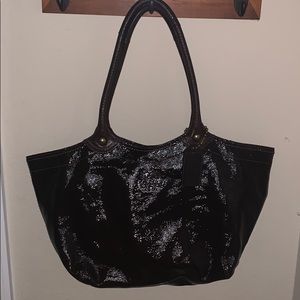Brown Coach Patent Tote Purse Shoulder Bag